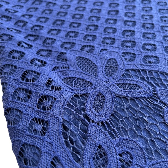 Isaac Mizrahi Dress Stretch Lace Sheath Short Sleeve Navy Blue US Medium M - Picture 10 of 16
